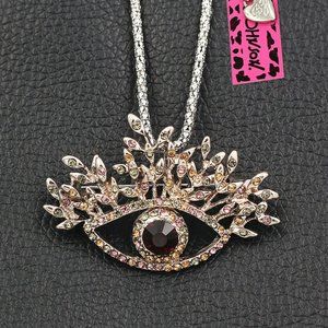 BJ Crystal Evil Eye Pendant Necklace/Brooch